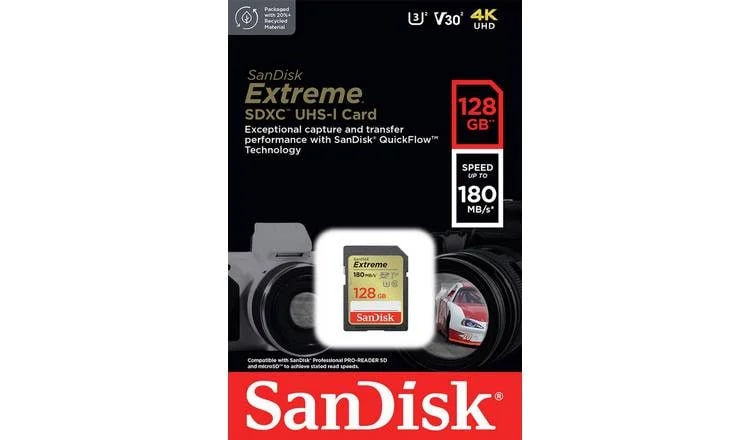 Карта памяти SanDisk EXTREME SD 128GB 180mb/s