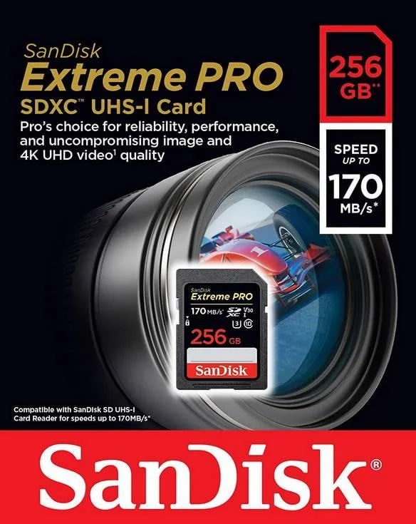 Карта памяти SanDisk EXTREME PRO SD 256GB 170mb/s